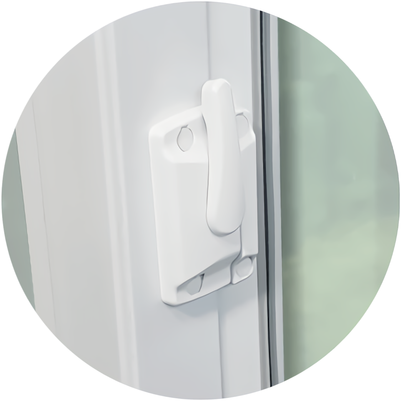 detalhe do fecho crescente das janelas de PVC