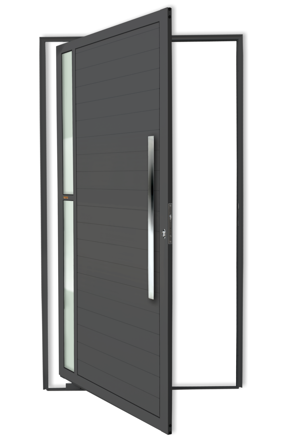 Porta Pivotante de Alumínio Visione c/Puxador Linha Super-25 Cinza