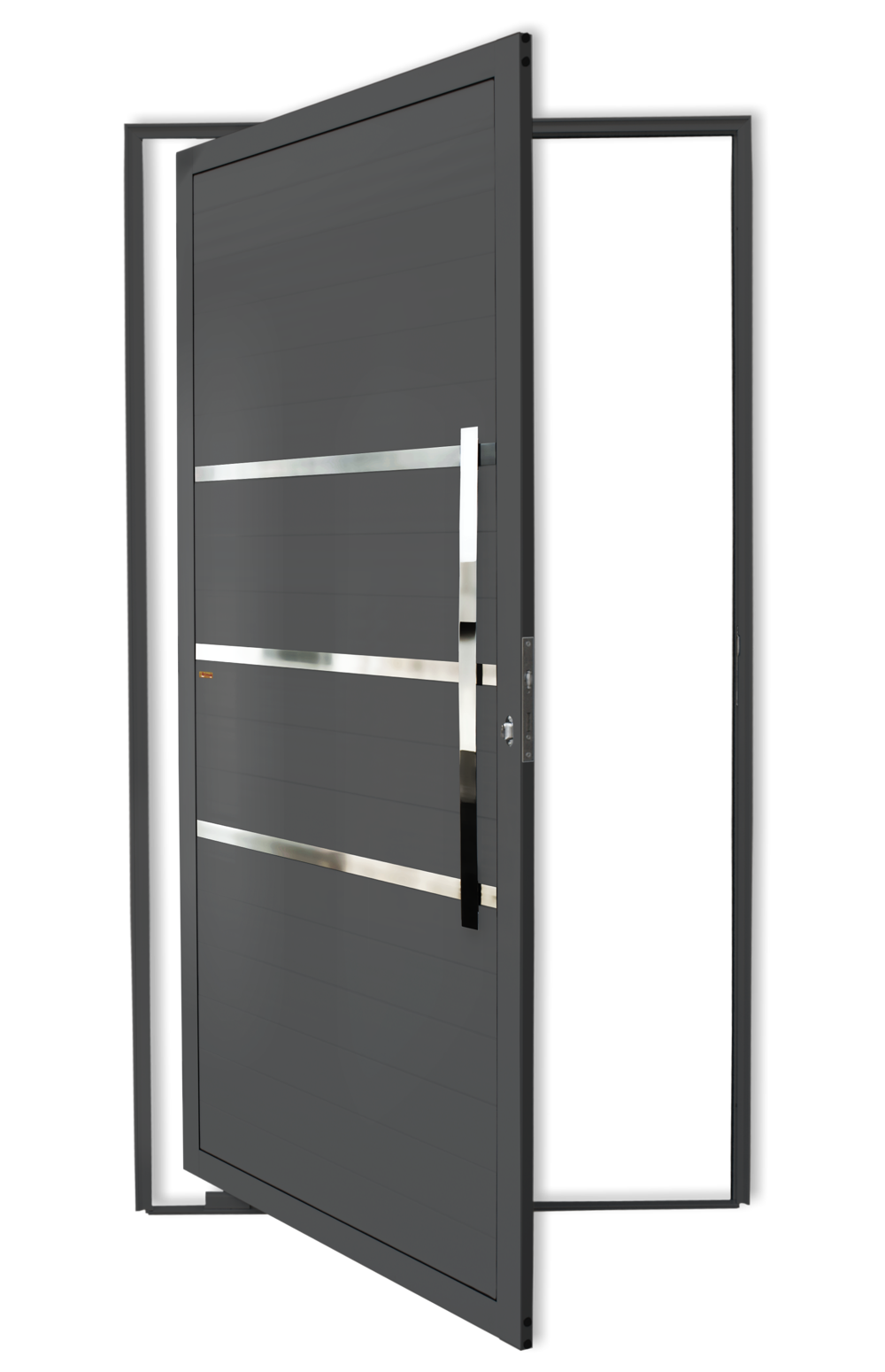 Porta Pivotante de Alumínio Evolution c/Puxador Linha Super-25 Cinza