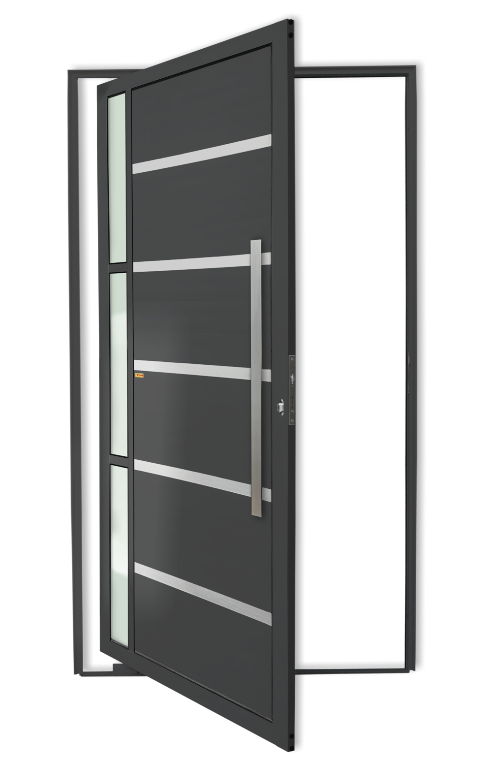 Porta Pivotante de Alumínio Miraggio c/Puxador Linha Super-25 Cinza