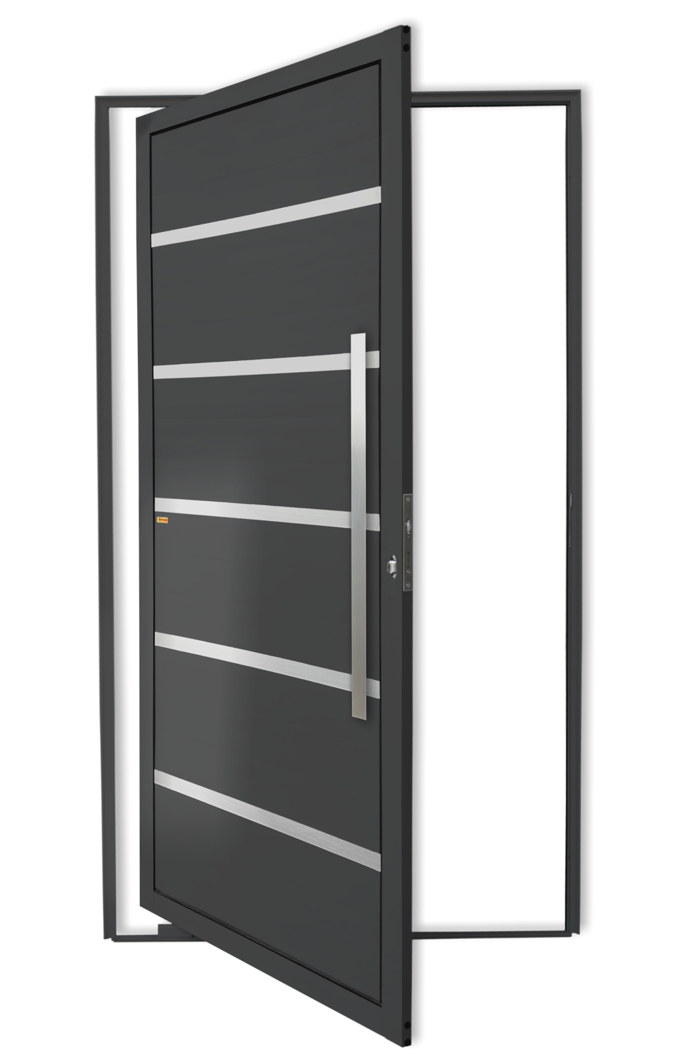 Porta Pivotante de Alumínio Premium c/Puxador Linha Super-25 Cinza