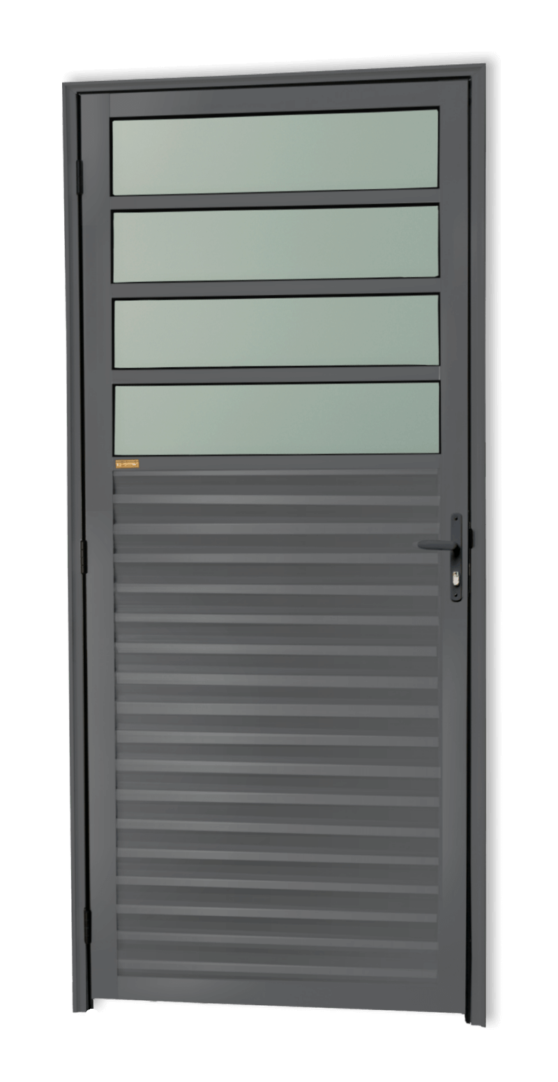 Porta de Alumínio Cozinha Linha Super-25 cinza