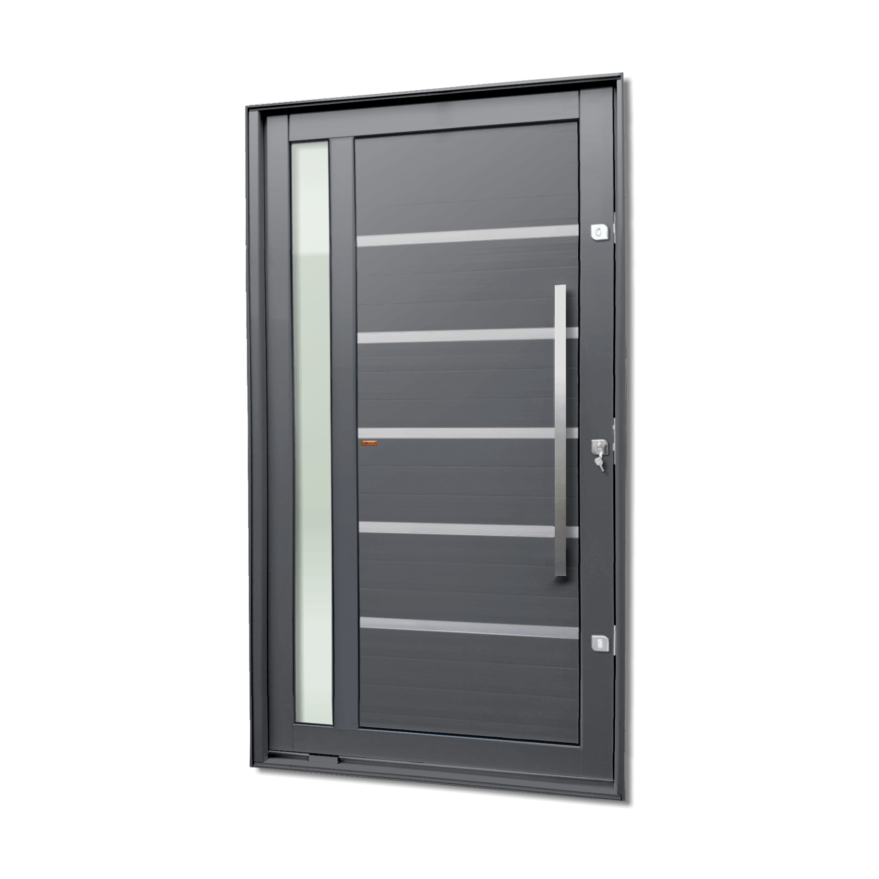 Porta Pivotante de Alumínio Miraggio c/Puxador Linha Elite Cinza