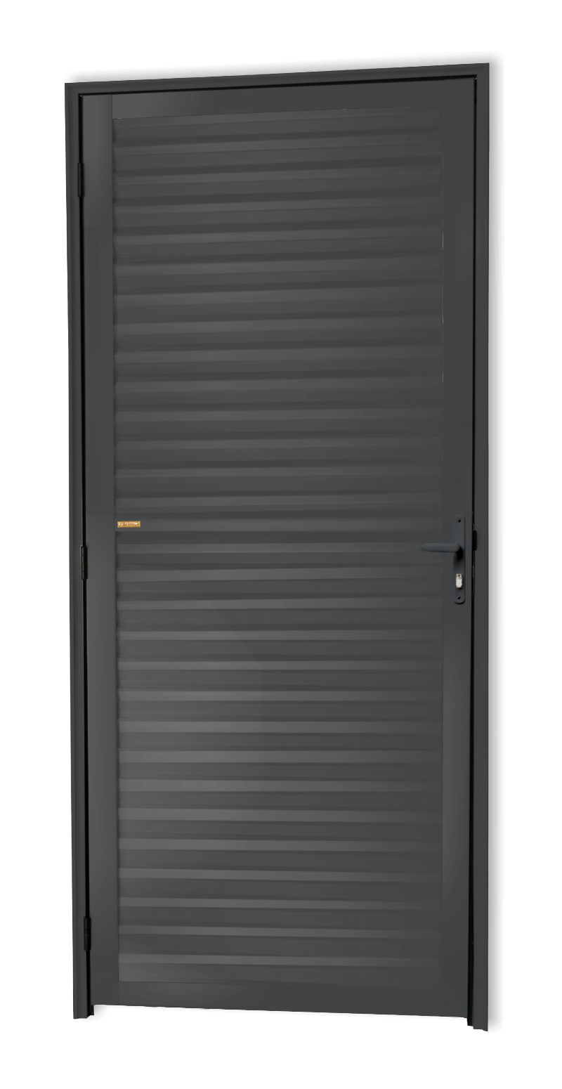 Porta de Alumínio Fechada Linha Super-25 Cinza