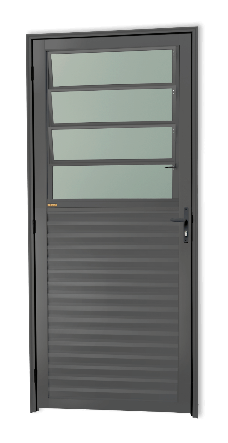 Porta de Alumínio Basculante Linha Super-25 Cinza