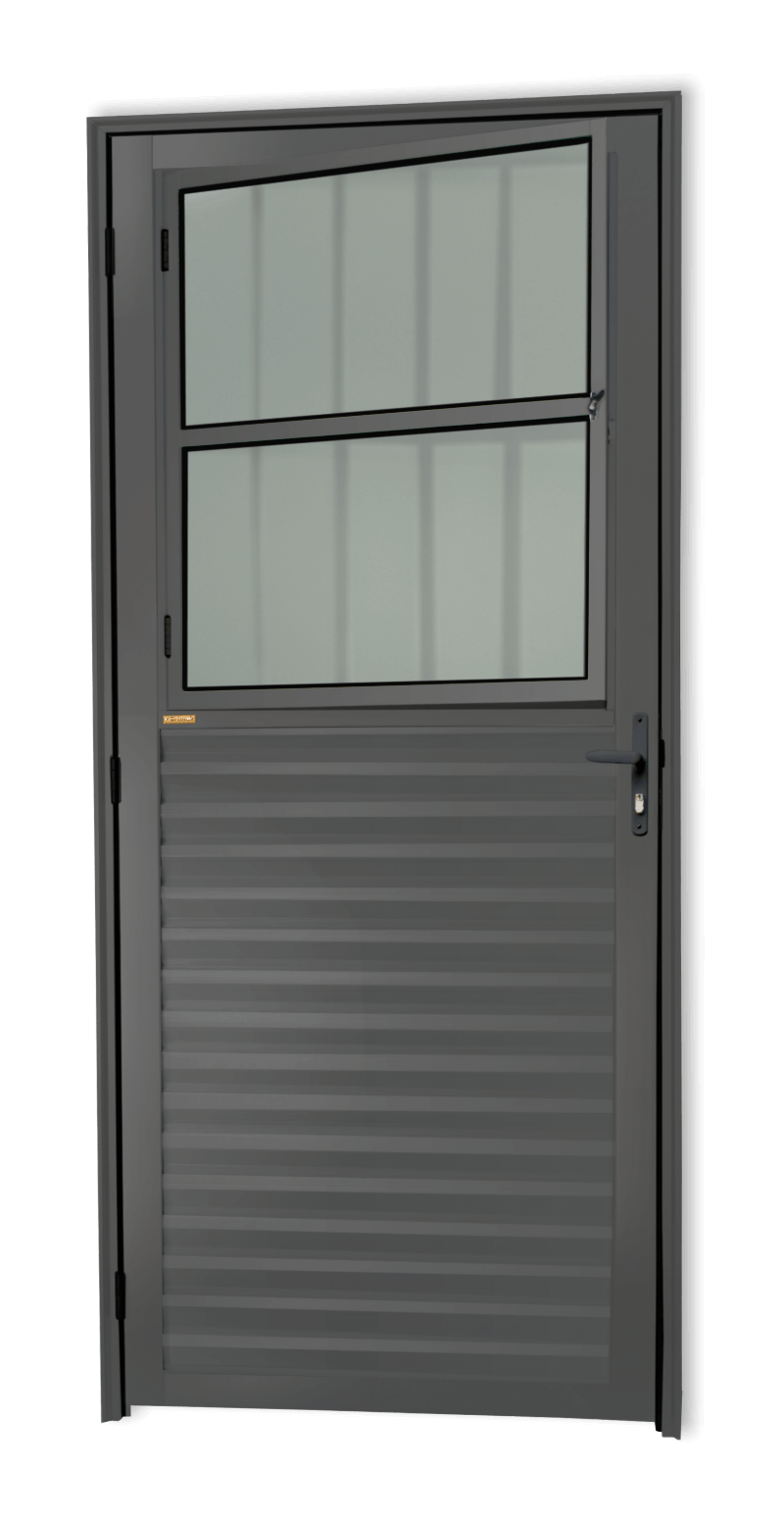 Porta de Alumínio Sala Linha Super-25 Cinza