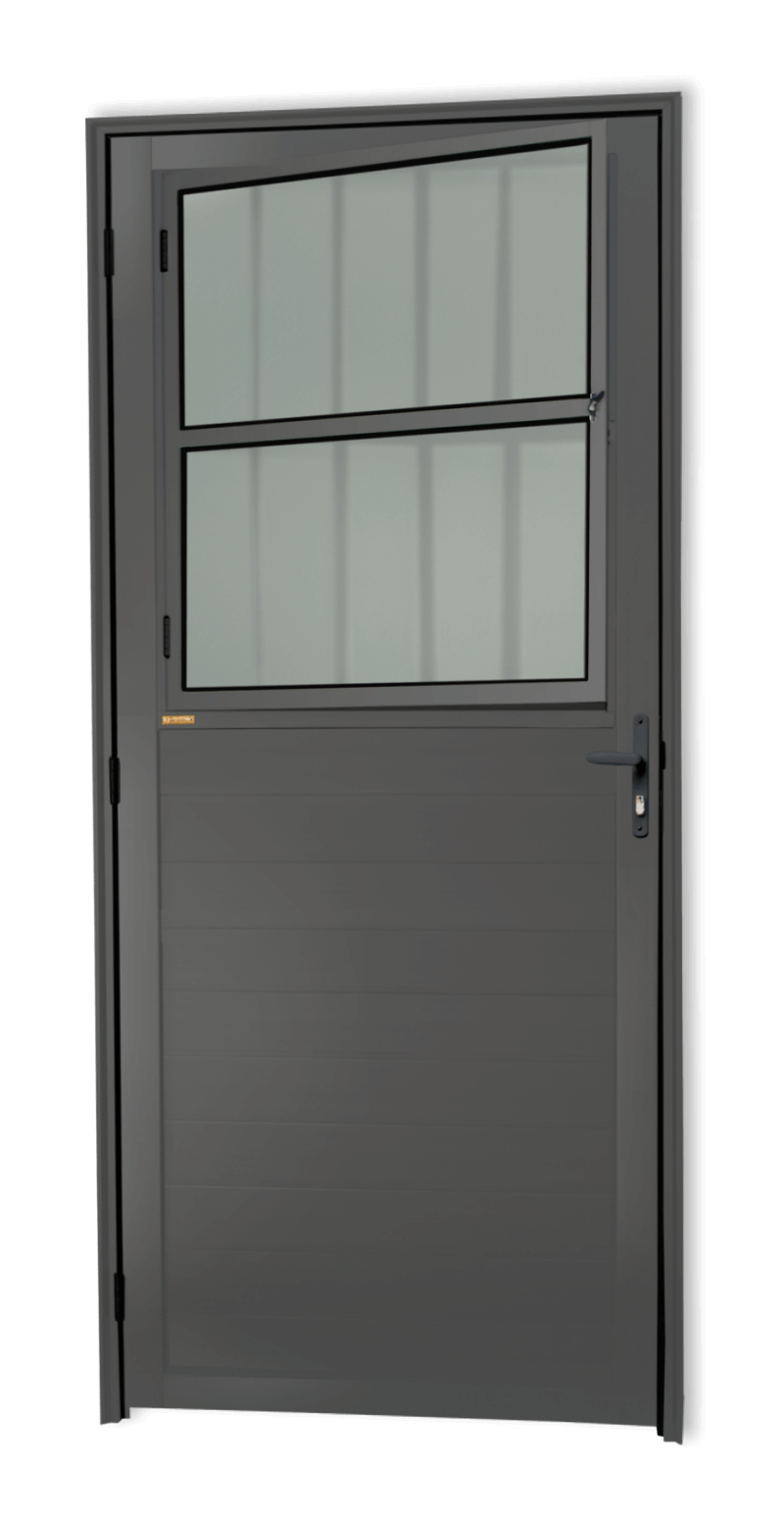 Porta de Alumínio Lambril c/grade Linha Super-25 Cinza