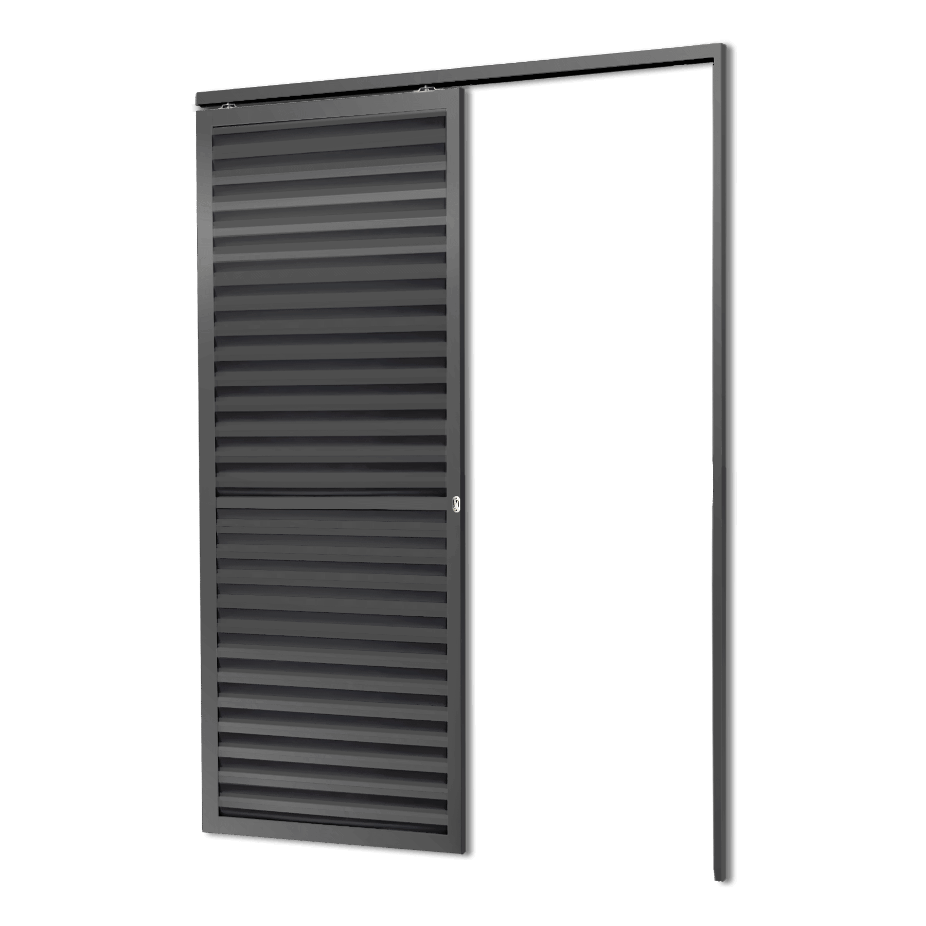 Porta de Alumínio Suspensa Veneziana Linha L-25 Cinza