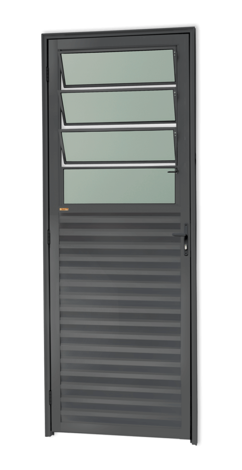 Porta de Alumínio Basculante Linha L-25 Cinza