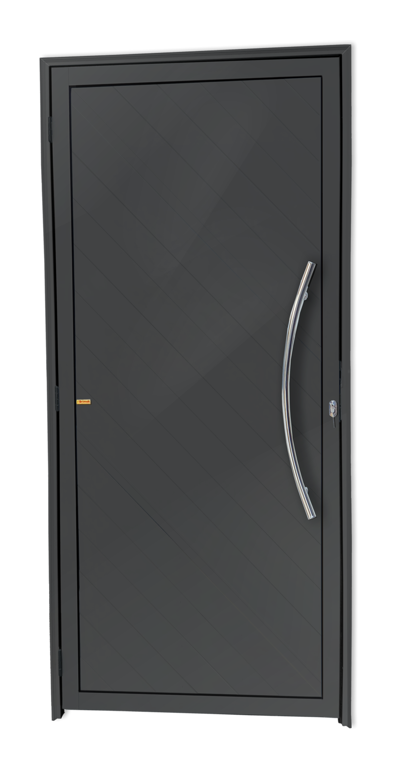 Porta de Alumínio Savana c/Puxador Linha Super-25 Cinza