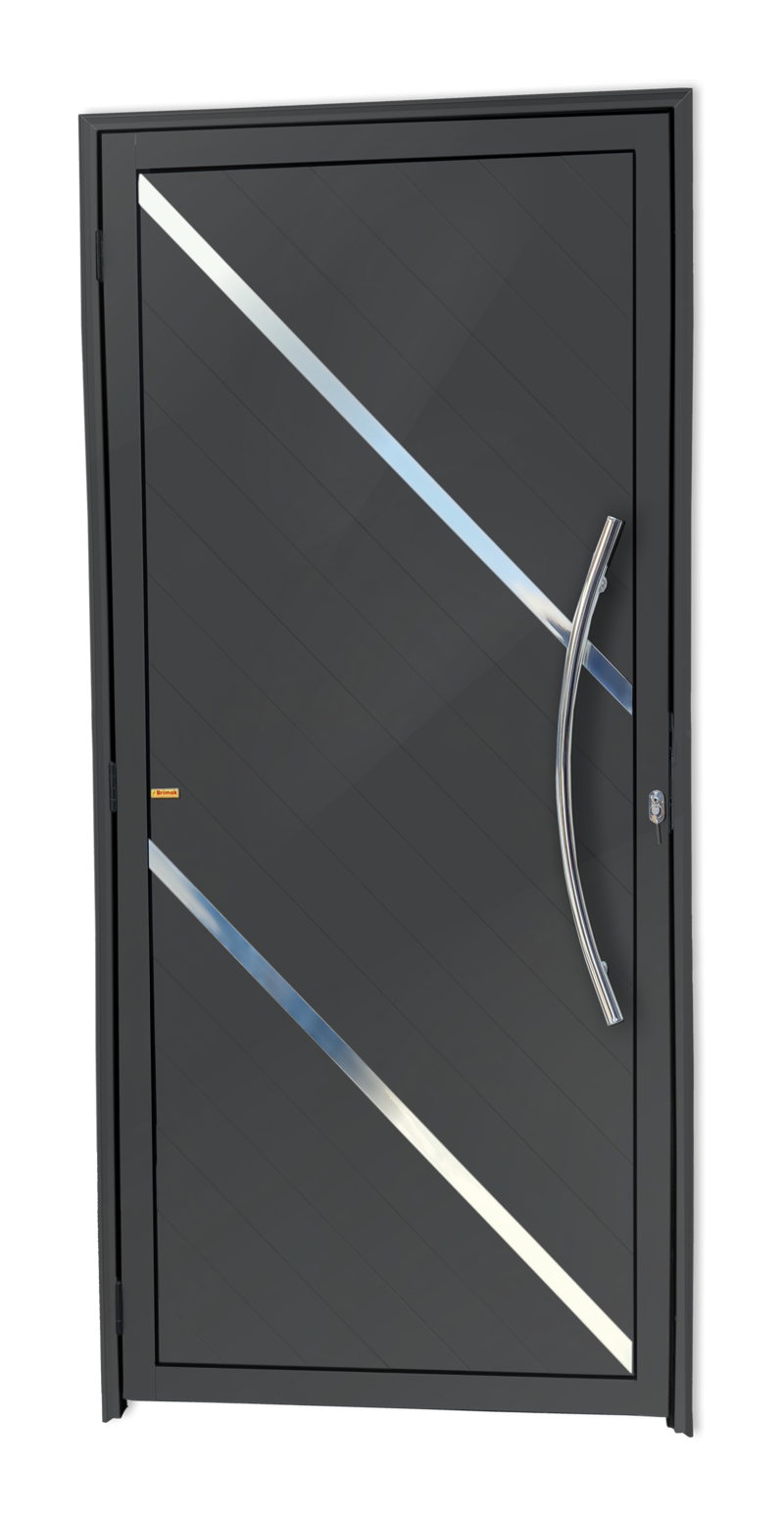 Porta de Alumínio Duna c/Puxador Linha Super-25 Cinza