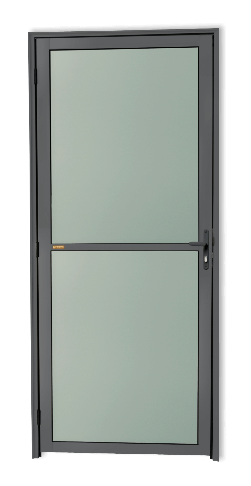 Porta de Alumínio Vidrão Linha Super-25 cinza