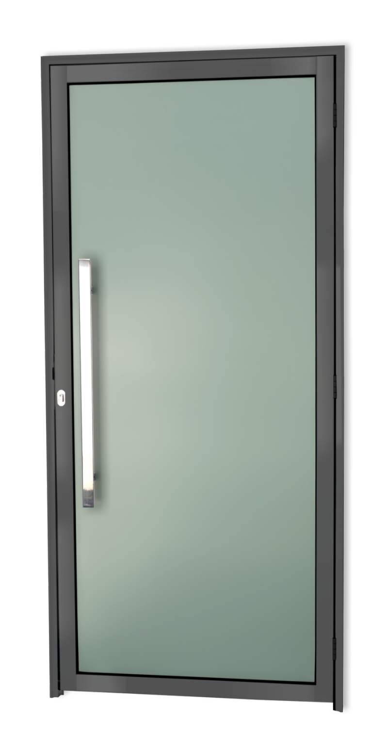 Porta de Alumínio Murano c/Puxador Linha Super-25 Cinza