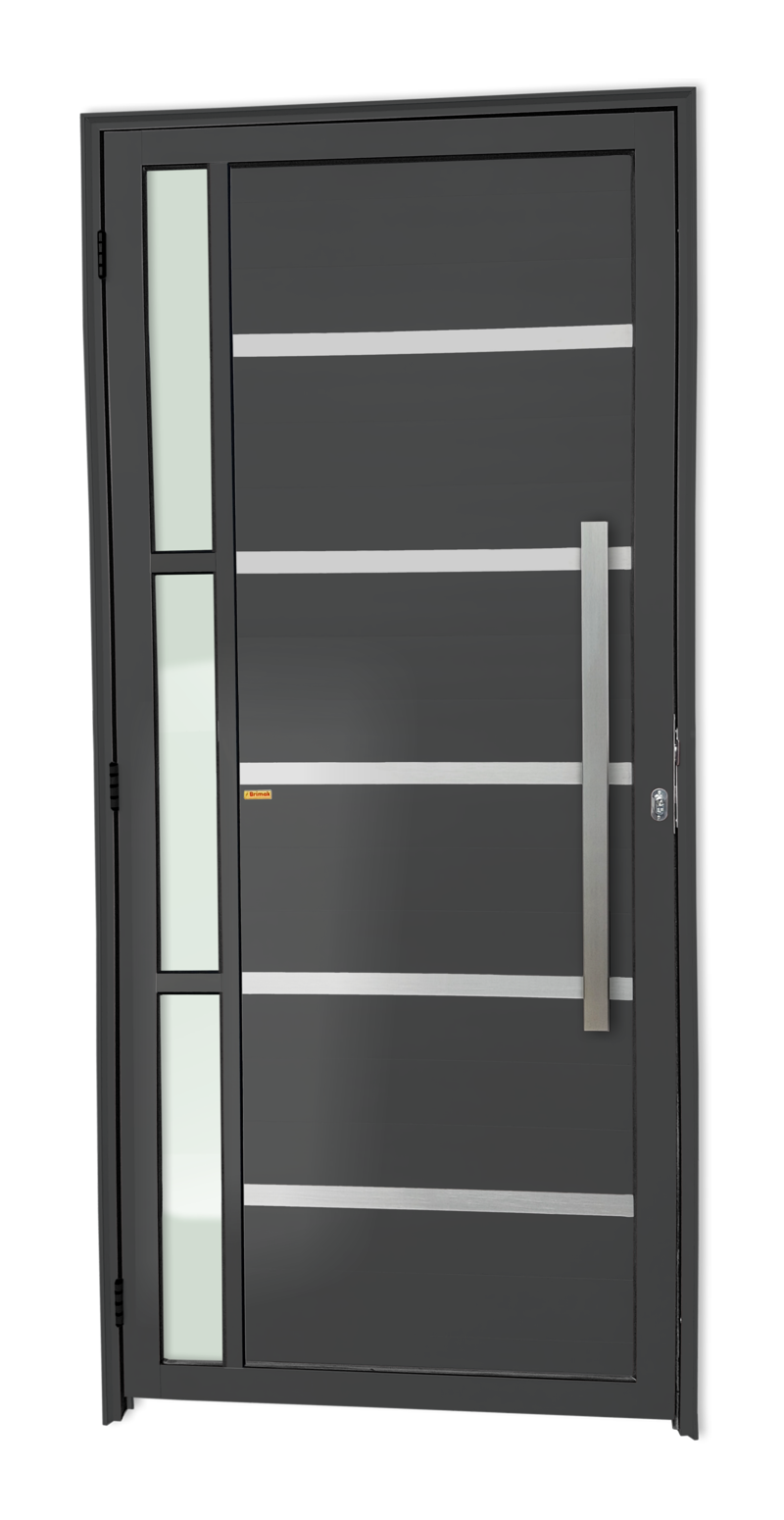 Porta de Alumínio Miraggio c/Puxador Linha Super-25 Cinza