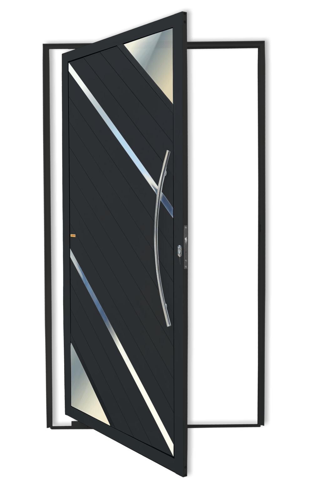 Porta Pivotante de Alumínio Oasis c/Puxador Linha Super-25 Preto