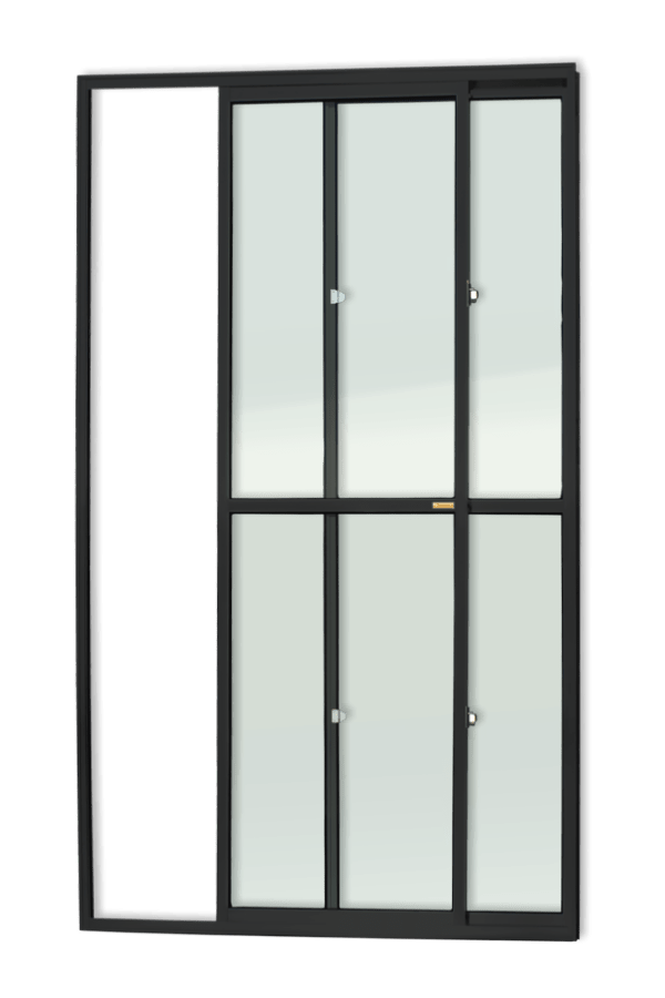 Porta Balcão de Alumínio 2 Folhas Preto