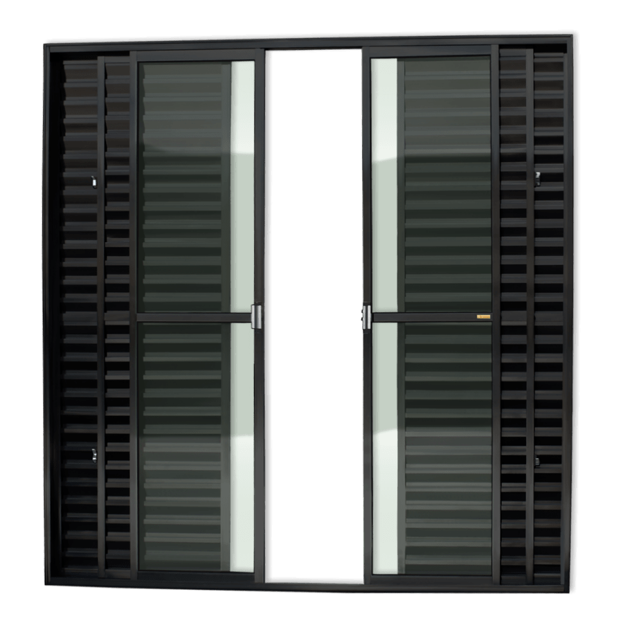 Porta Balcão de Alumínio 6 Folhas Preto