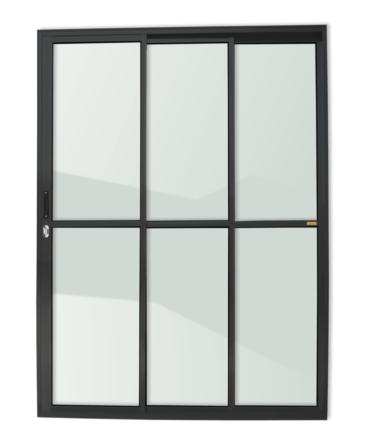 Porta Correr de Alumínio 3 Folhas Preto