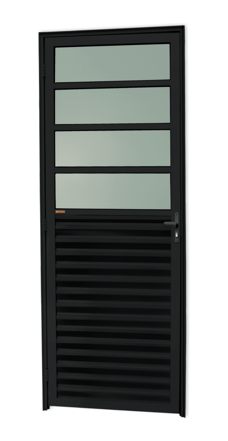 Porta de Alumínio Cozinha Linha L-25 Preto