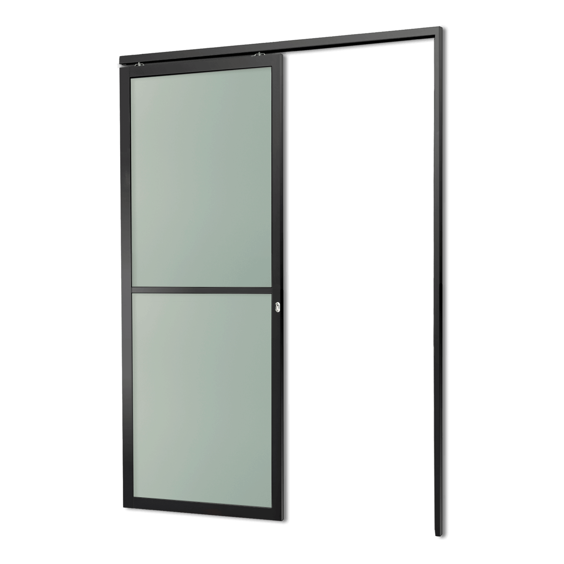 Porta de Alumínio Suspensa Vidrão Linha L-25 Preto