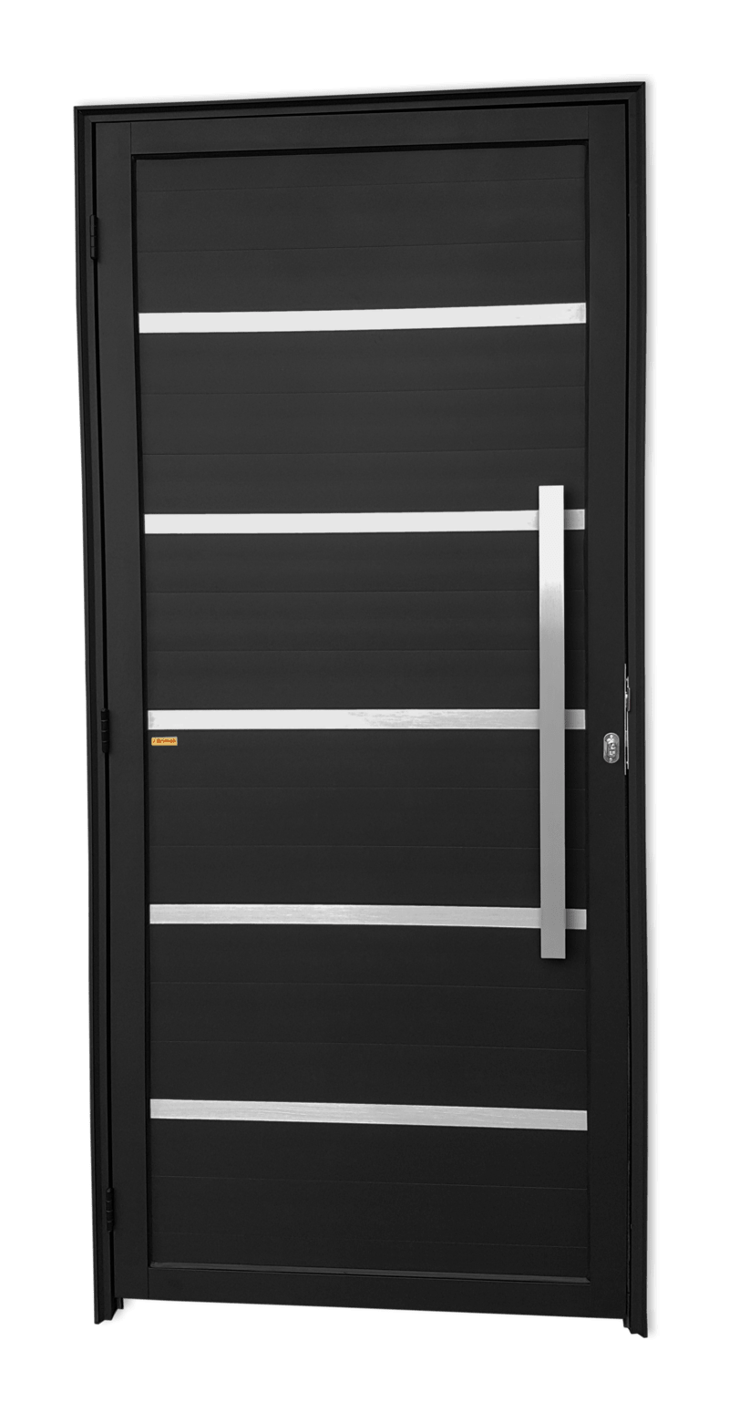 Porta de Alumínio Premium c/Puxador Linha Super-25 Preto