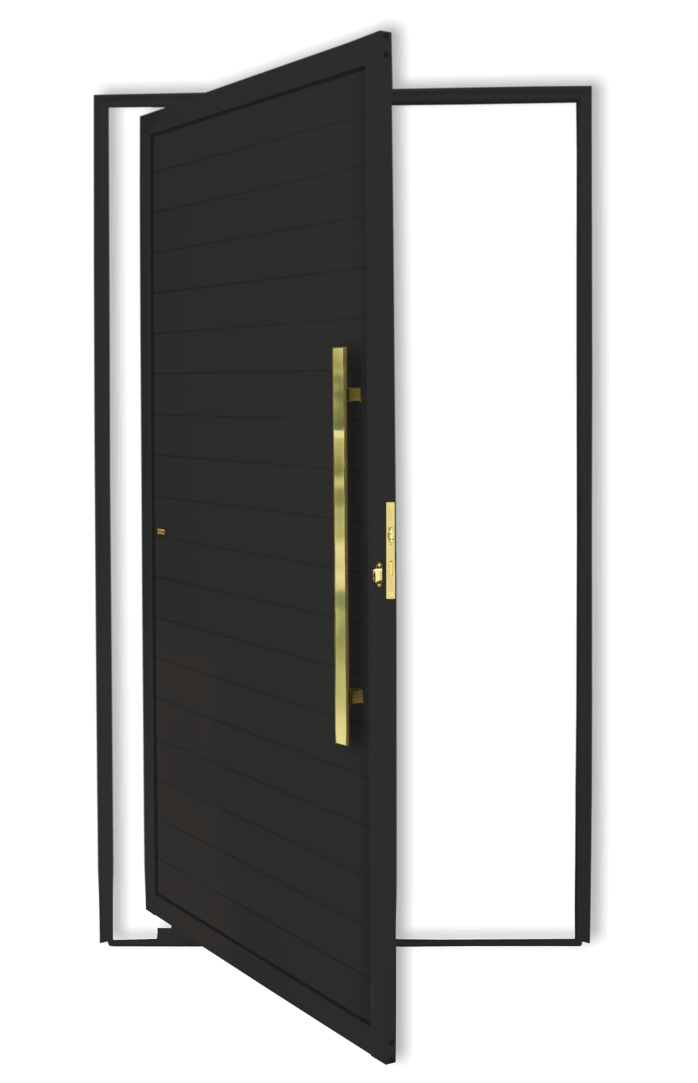 Porta Pivotante de Alumínio Lambril c/Puxador Linha Super-25 preto dourado