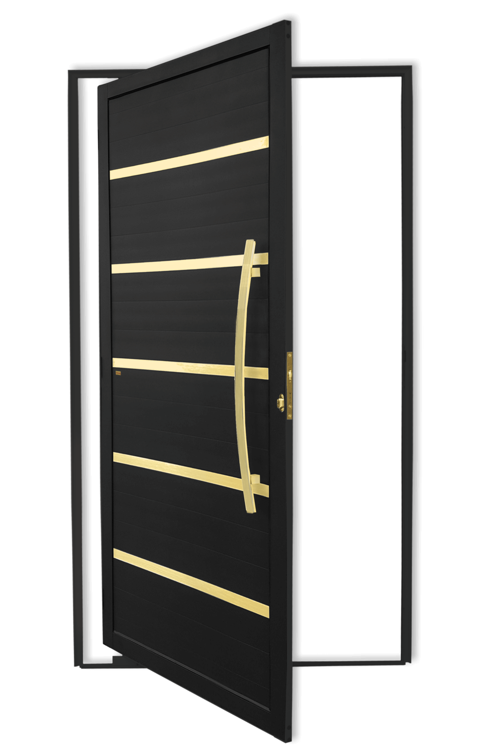Porta Pivotante de Alumínio Premium c/Puxador Linha Super-25 preto dourado
