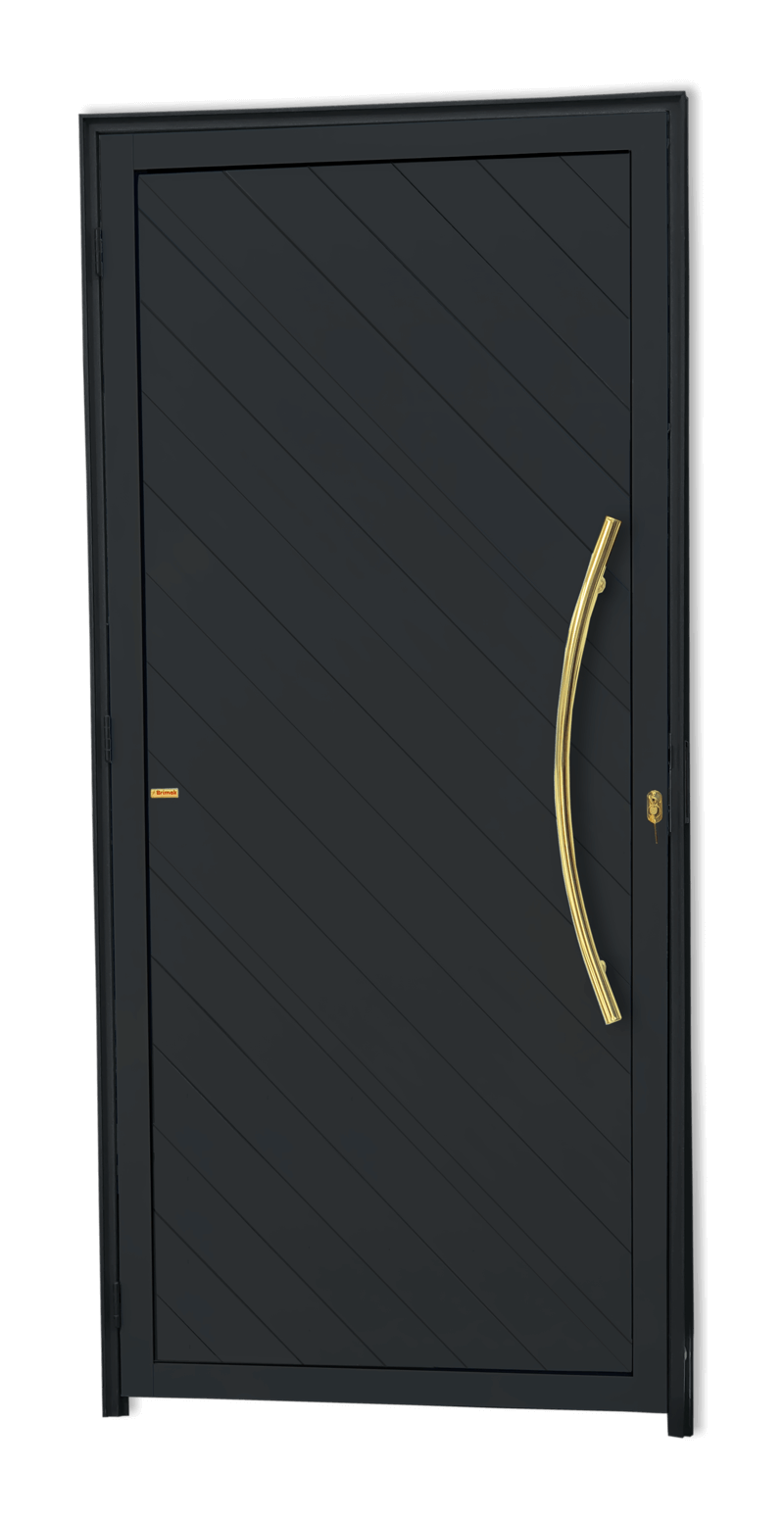 Porta de Alumínio Savana c/Puxador Linha Super-25 preto dourado