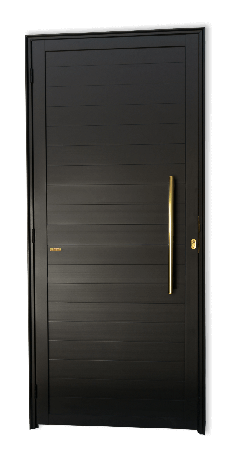 Porta de Alumínio Lambril c/Puxador Linha Super-25 Preto Dourado