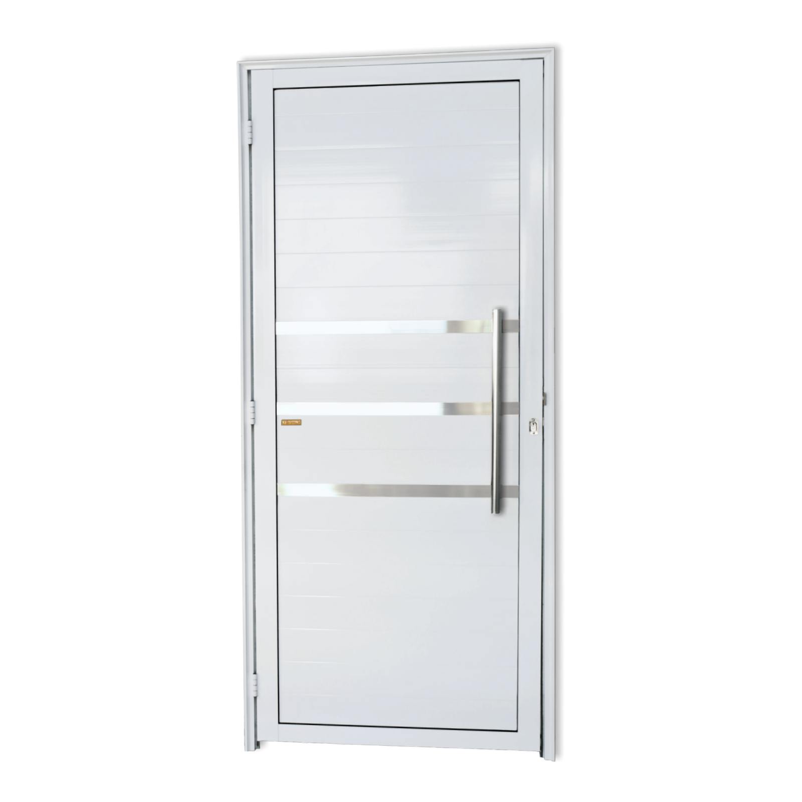 Porta de Alumínio Lambril c/Friso c/Puxador Linha Super-25 branco