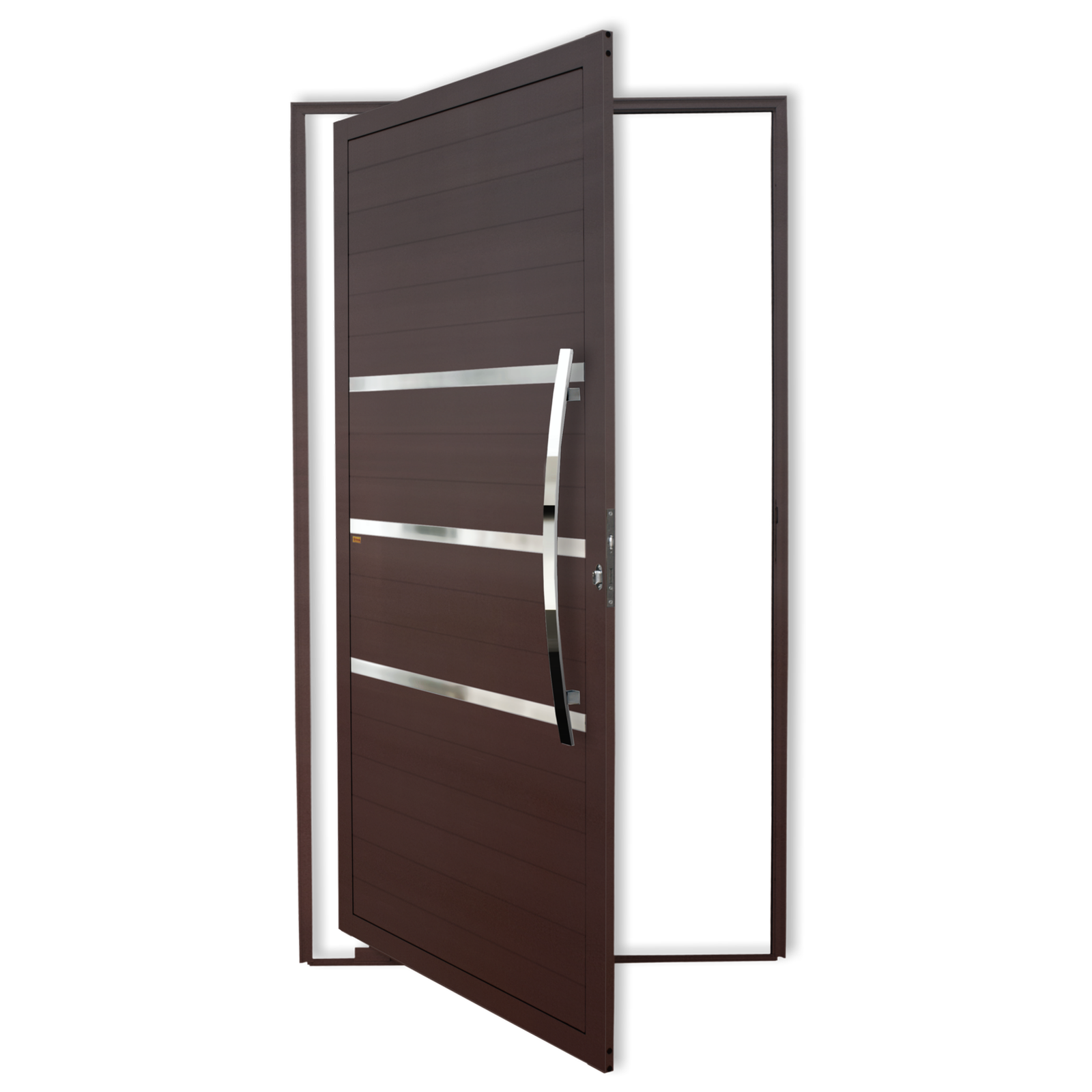 Porta Pivotante de Alumínio Evolution c/Puxador Linha Super-25 corten
