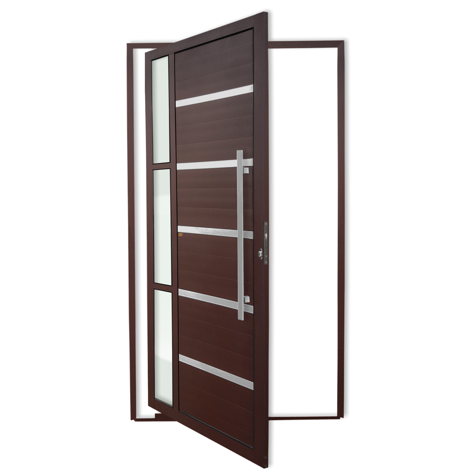 Porta Pivotante de Alumínio Miraggio c/Puxador Linha Super-25 corten
