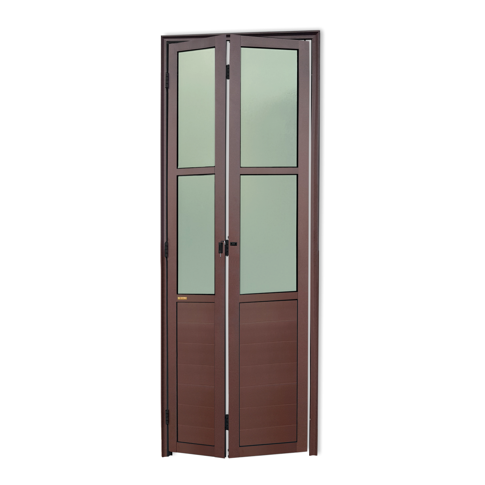 Porta de Alumínio Camarão com vidros Linha L-25 corten