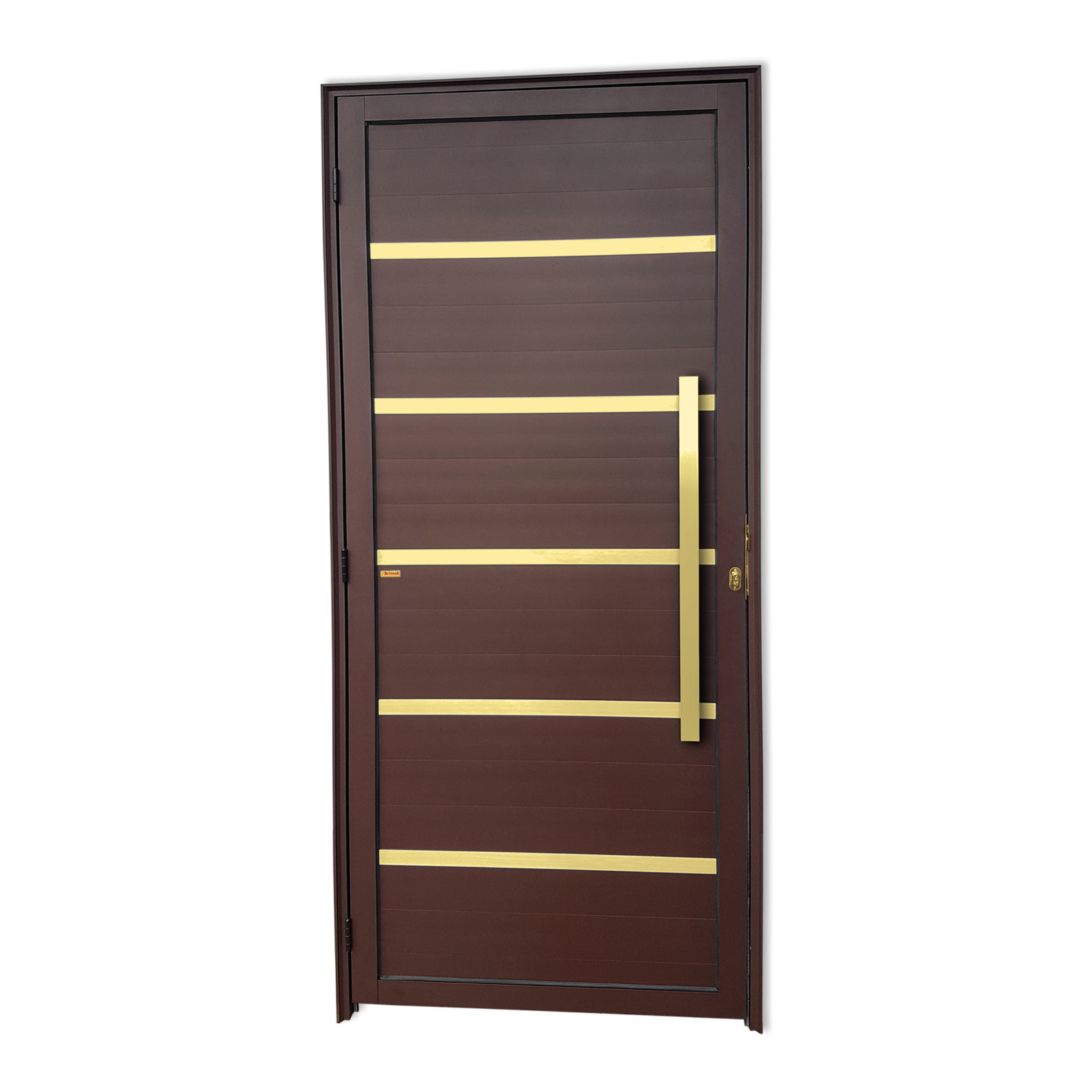 Porta de Alumínio Premium c/Puxador Linha Super-25 corten dourado