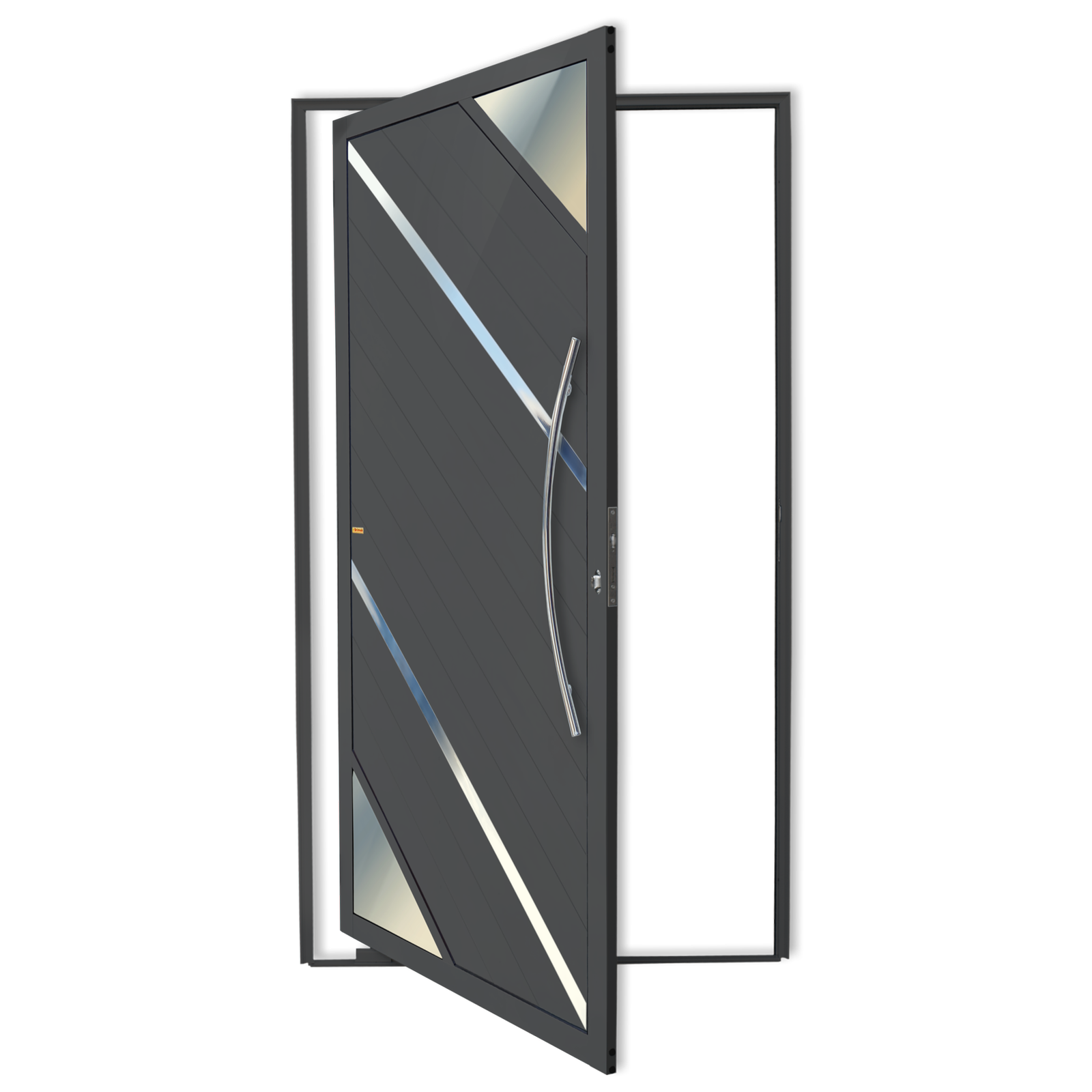 Porta Pivotante de Alumínio Oasis c/Puxador Linha Super-25 cinza