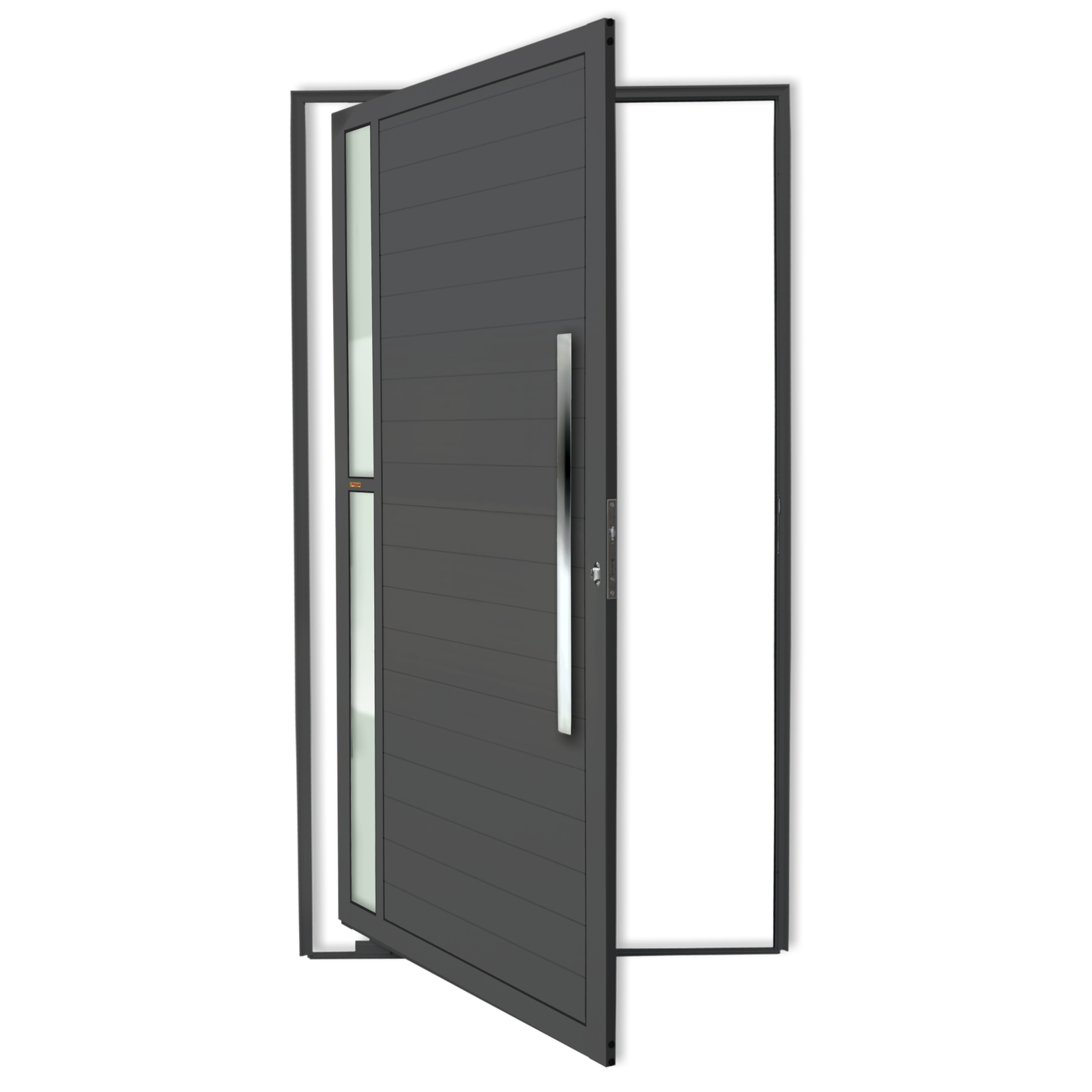 Porta Pivotante de Alumínio Visione c/Puxador Linha Super-25 cinza