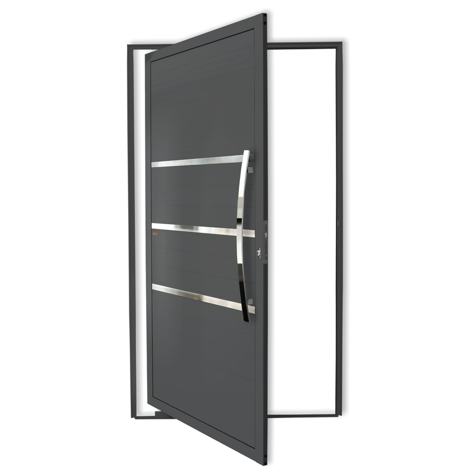 Porta Pivotante de Alumínio Evolution c/Puxador Linha Super-25 cinza