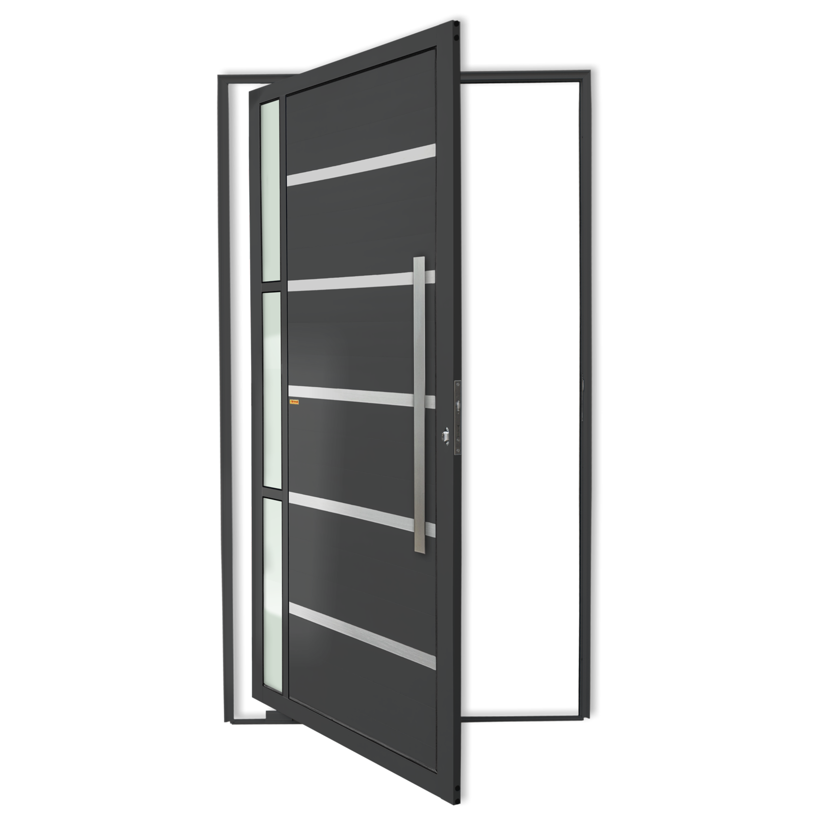 Porta Pivotante de Alumínio Miraggio c/Puxador Linha Super-25 cinza