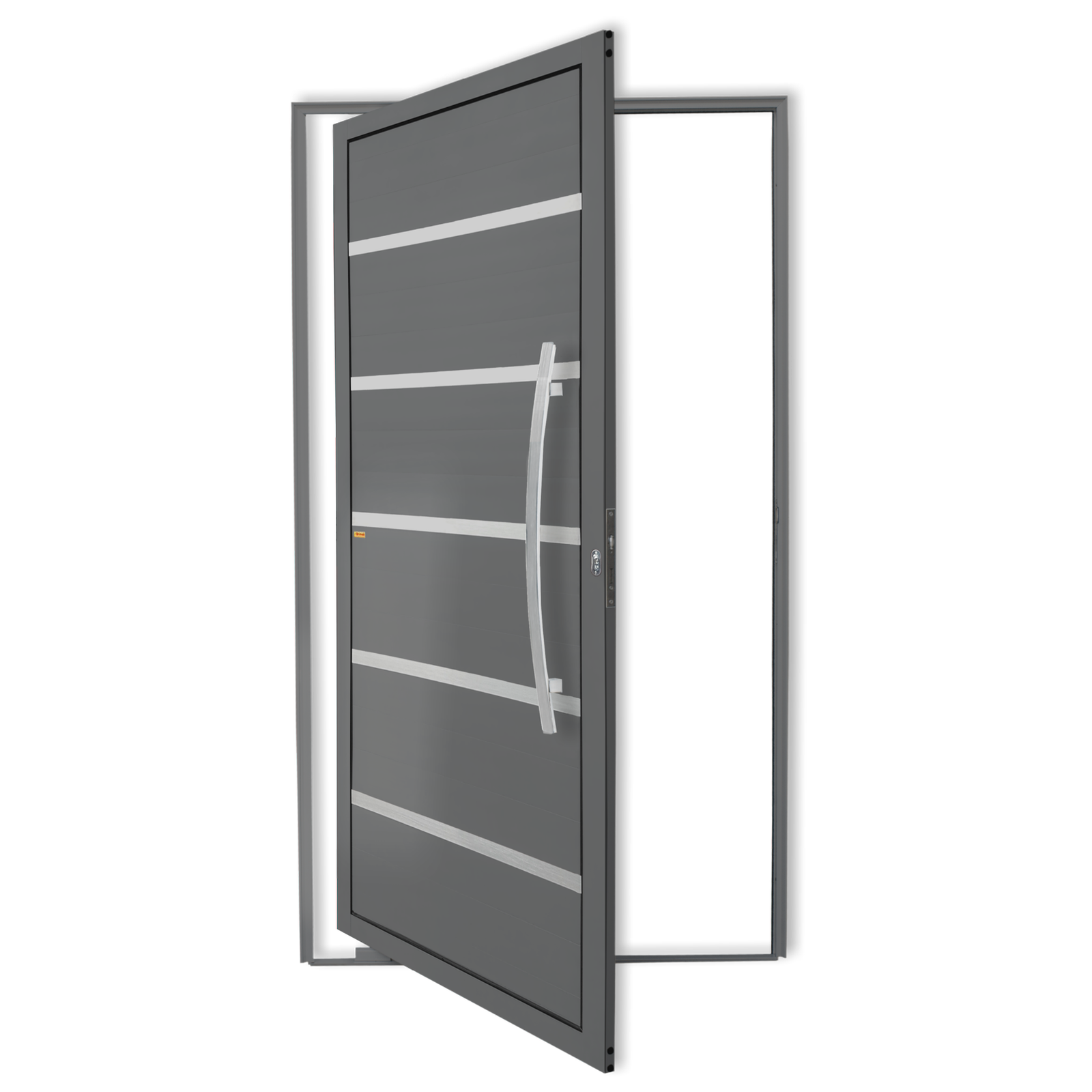 Porta Pivotante de Alumínio Premium c/Puxador Linha Super-25 cinza