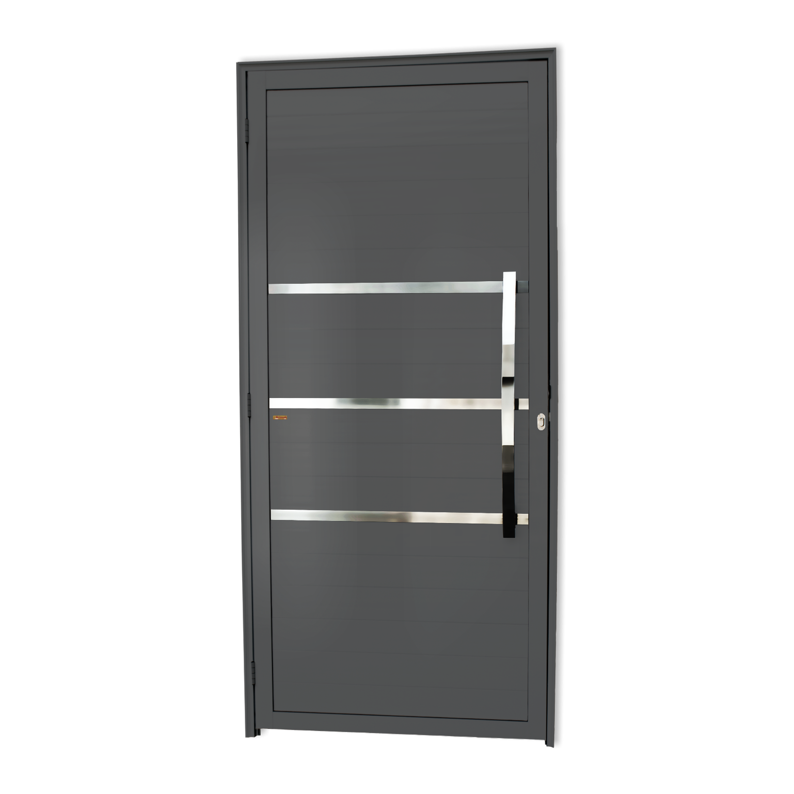 Porta de Alumínio Evolution c/Puxador Linha Super-25 cinza
