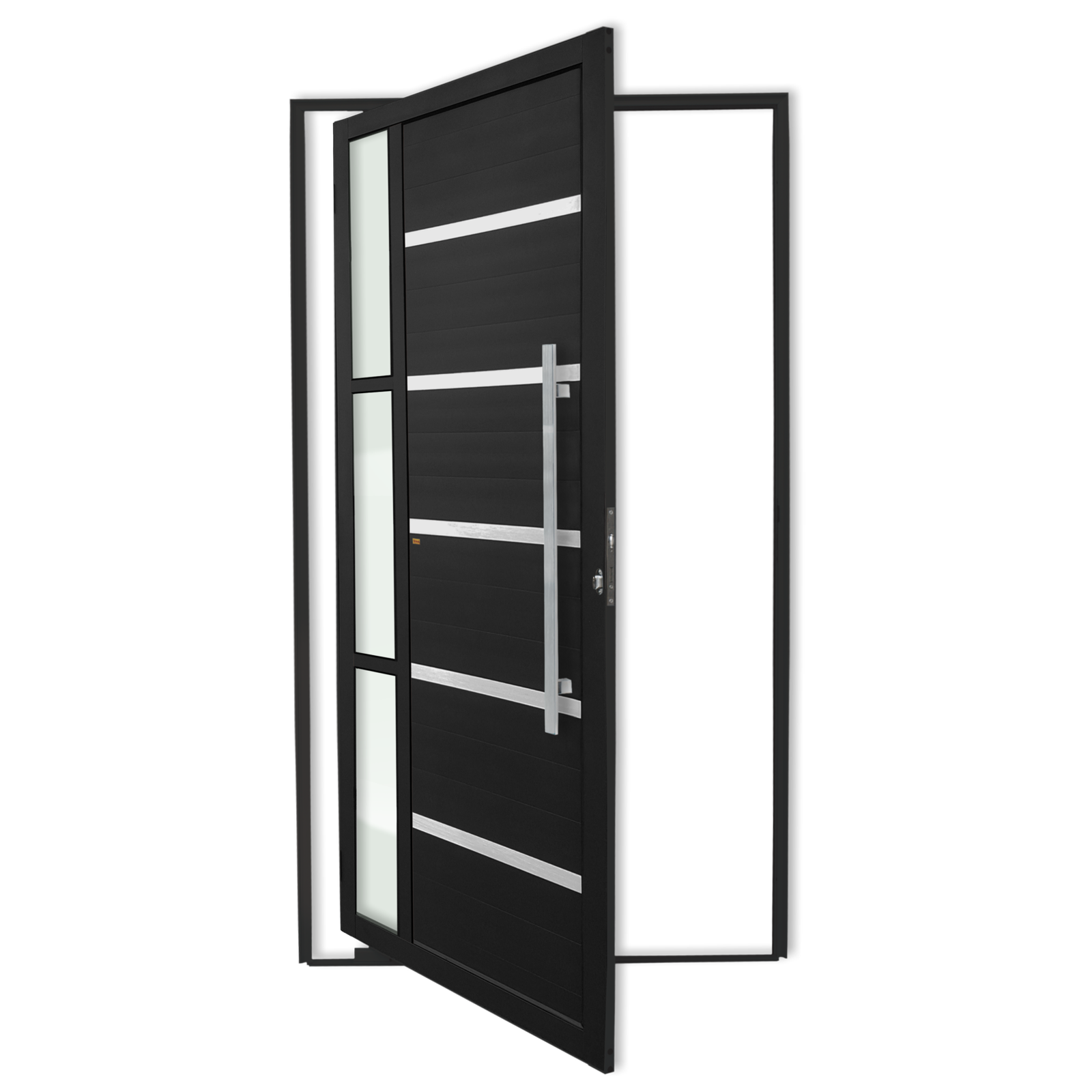 Porta Pivotante de Alumínio Miraggio c/Puxador Linha Super-25 preto