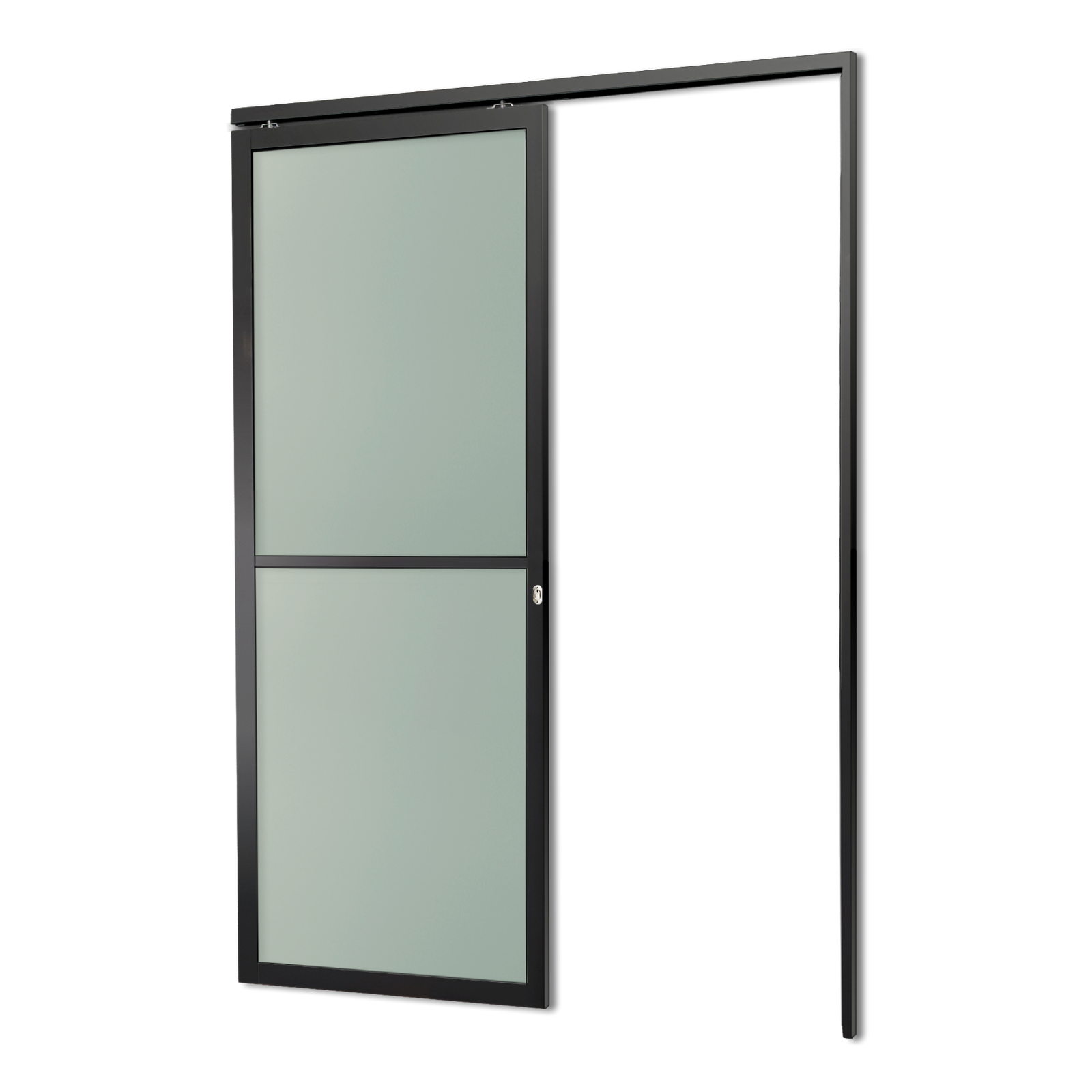 Porta de Alumínio Suspensa Vidrão Linha L-25 preto