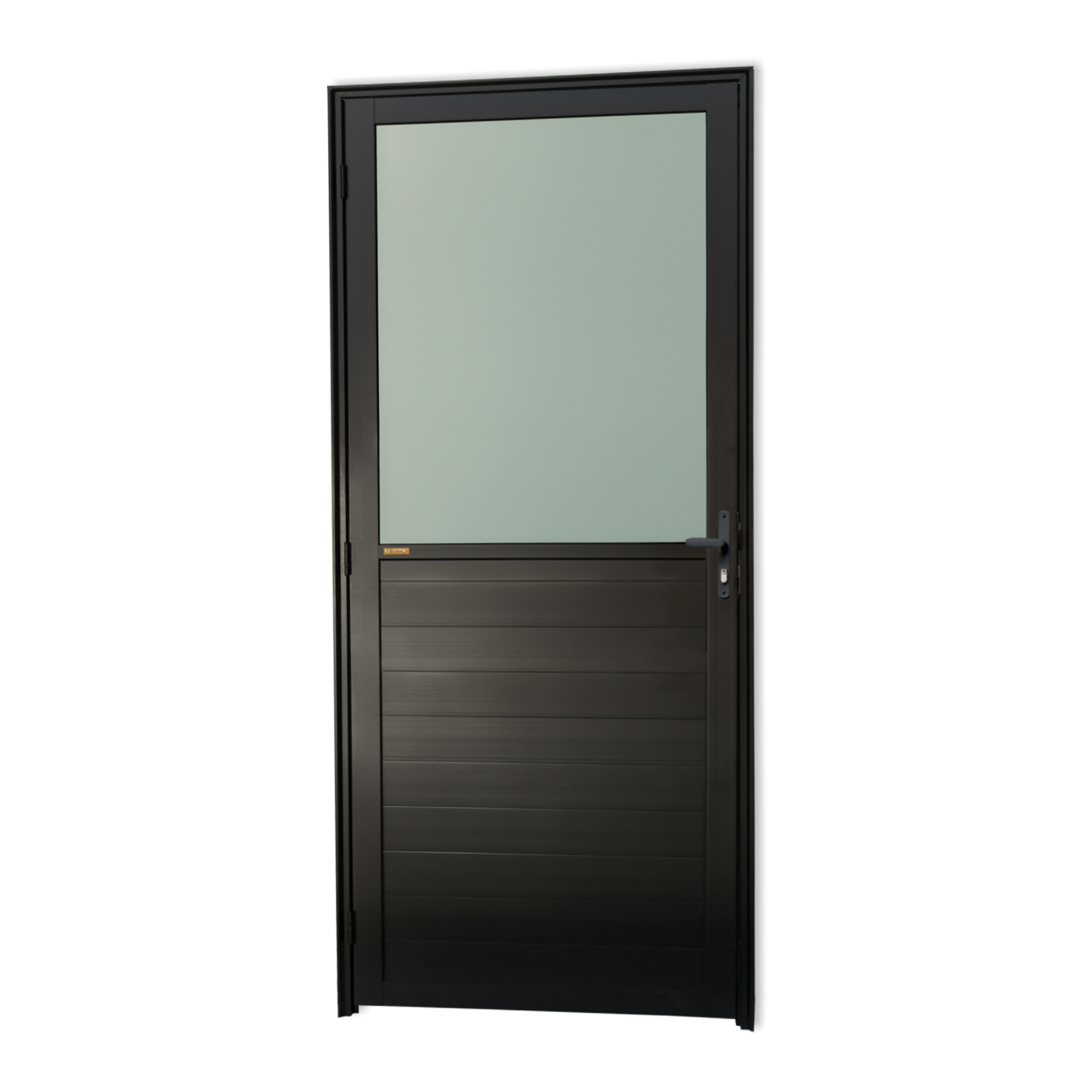 Porta de Alumínio Meia Lambril meia Vidrão Linha Super-25 preto