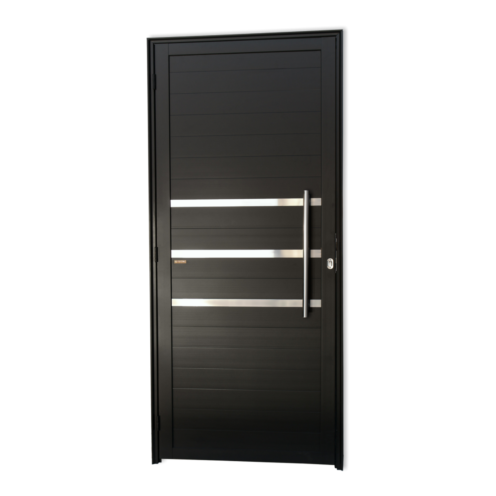 Porta de Alumínio Lambril c/Friso c/Puxador Linha Super-25 preto