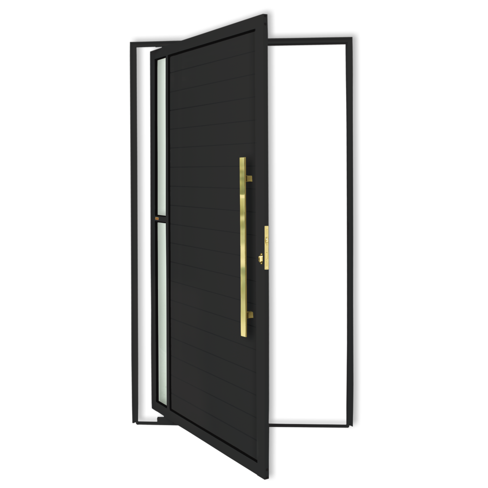 Porta Pivotante de Alumínio Visione c/Puxador Linha Super-25 preto dourado