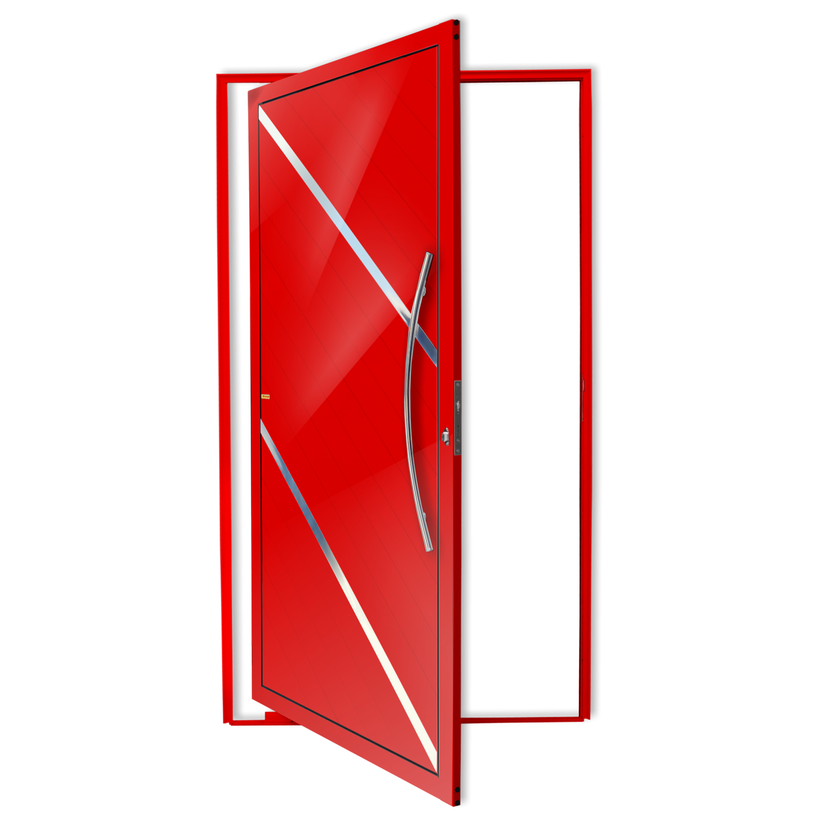 Porta Pivotante de Alumínio Duna c/Puxador Linha Super-25 vermelho