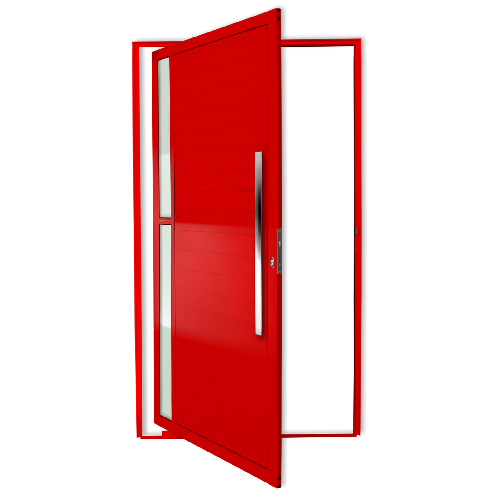 Porta Pivotante de Alumínio Visione c/Puxador Linha Super-25 vermelho