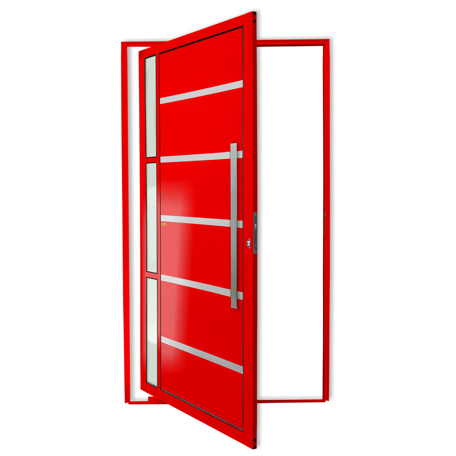 Porta Pivotante de Alumínio Miraggio c/Puxador Linha Super-25 vermelho
