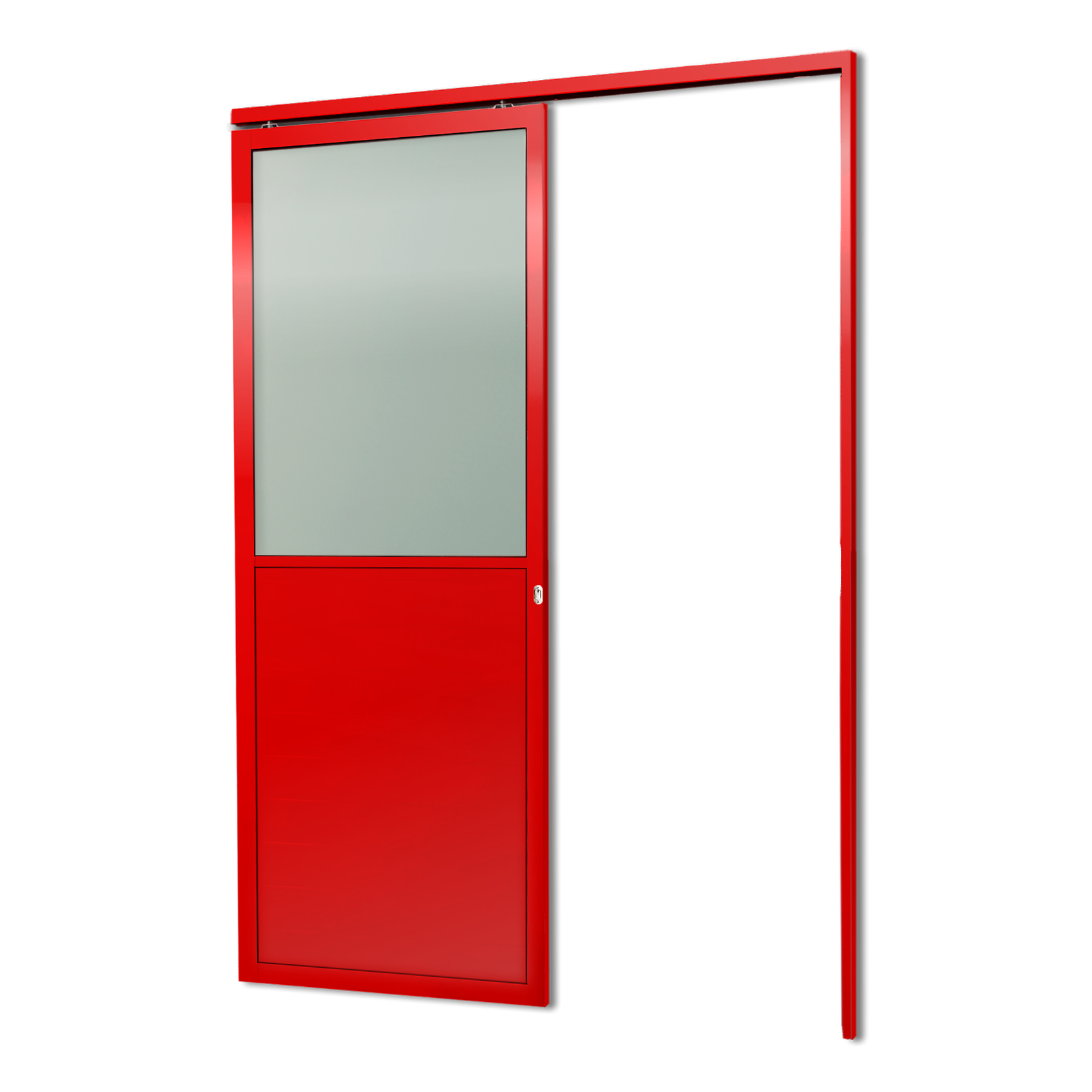 Porta de Alumínio Suspensa Meia Lambril Linha L-25 vermelho