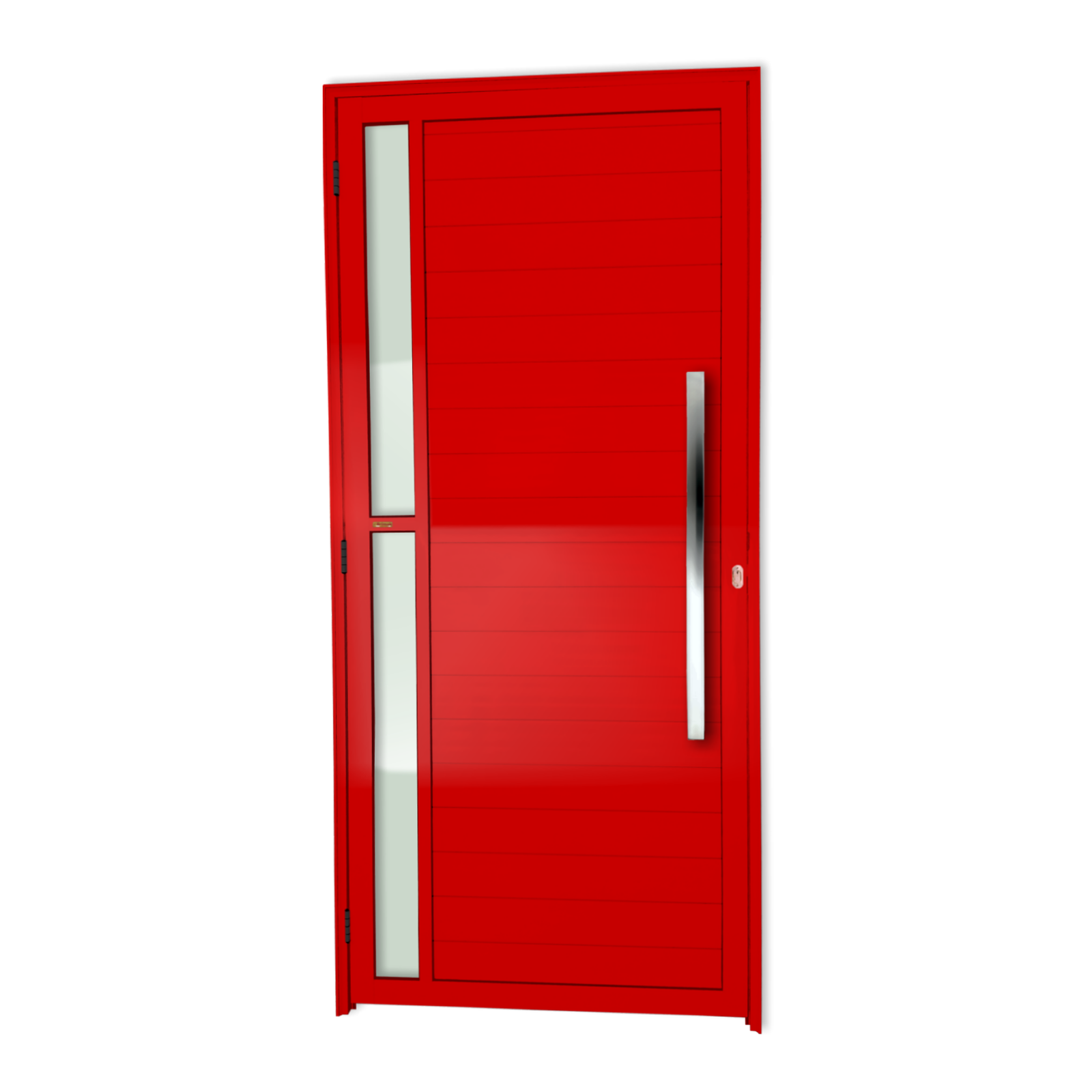 Porta de Alumínio Visione c/Puxador Linha Super-25 vermelho